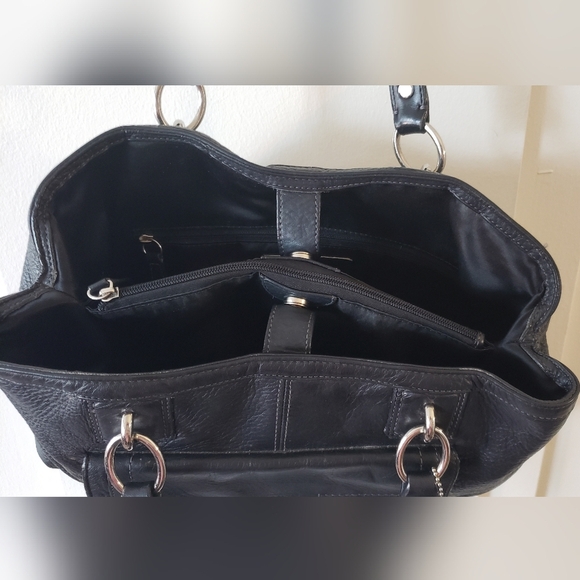 Coach Penelope Turnlock Black Pebbled Leather Handbag Shoulder Bag - Picture 6 of 12